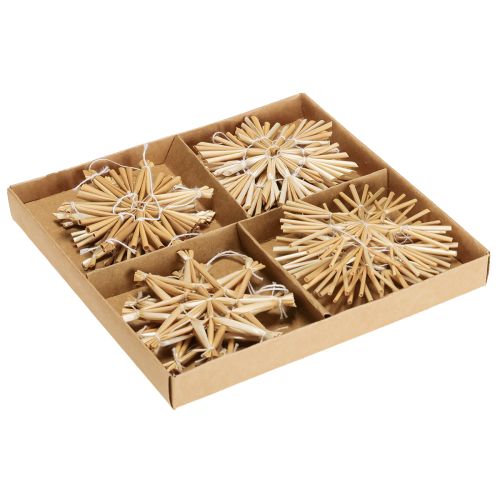 Artikel Kerststro sterren kerstboomversiering 8cm 12 stuks