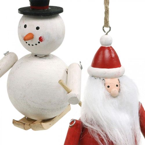 Artikel Kerstboomversiering hout kerstman en sneeuwpop 11cm set van 2