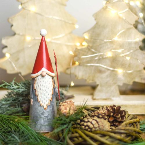 Floristik24 Kerstelf met ster 18cm rood, grijs metaal 2st