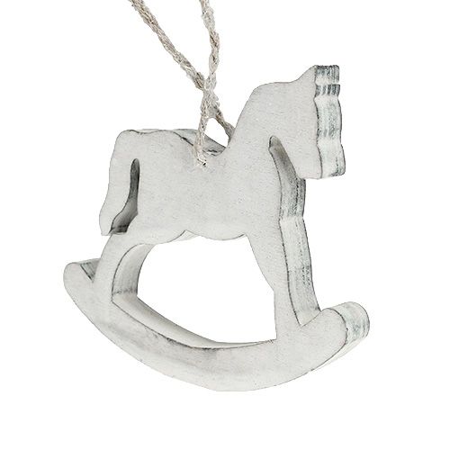 Floristik24 Kerstdecoratie hobbelpaard white wash 12cm 6st