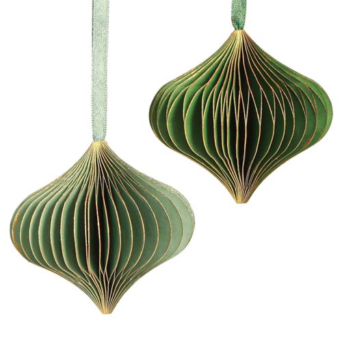 Floristik24 Kersthanger papier decoratie groen goud Ø8cm 4 st