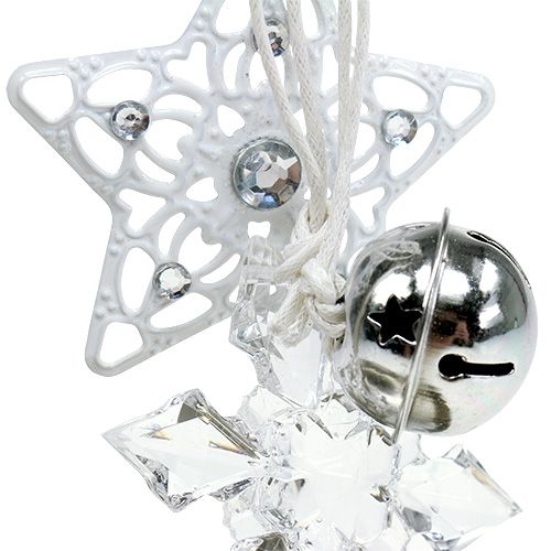 Floristik24 Kersthanger ster, kerstboom wit 25cm 2st