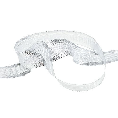 Floristik24 Kerstlint met draadrand zilver 25mm 20m