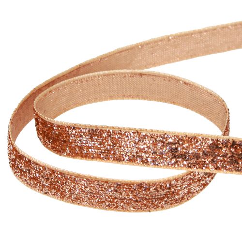 Artikel Kerstlint roze koper glitter sierlint 10mm 10m