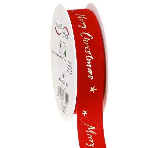 Kerstlint roodgoud &quot;Vrolijk Kerstfeest&quot; lint 25mm 20m