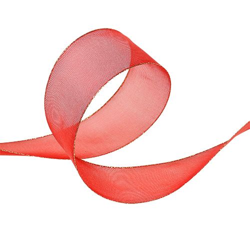 Floristik24 Kerstlint rood met gouden rand, kneedbaar 40mm 20m