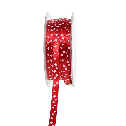 Floristik24 Kerstlint rood met sterren 6mm 20m