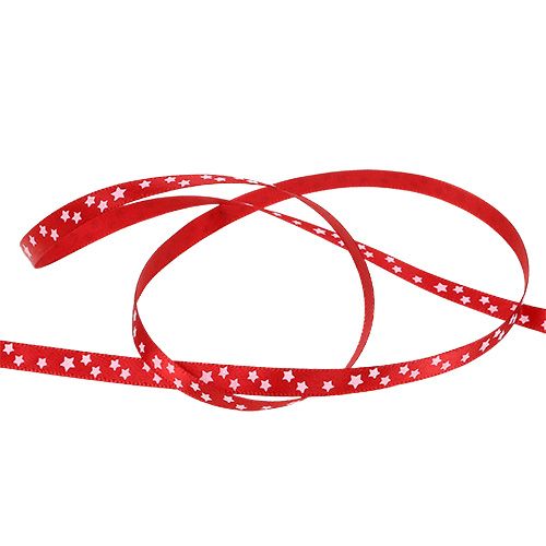 Floristik24 Kerstlint rood met sterren 6mm 20m