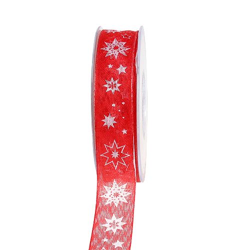 Floristik24 Kerstlint rood met sterpatroon 25mm 20m