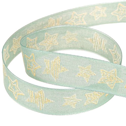 Artikel Kerstlint sterren cadeaulint turquoise 25mm 18m
