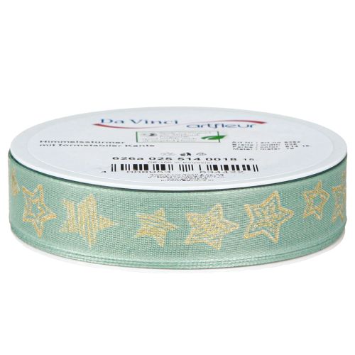 Artikel Kerstlint sterren cadeaulint turquoise 25mm 18m