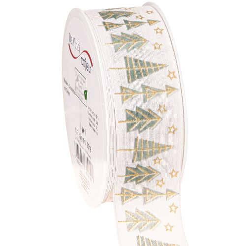 Artikel Kerstlint spar cadeaulint witgoud 40mm 18m