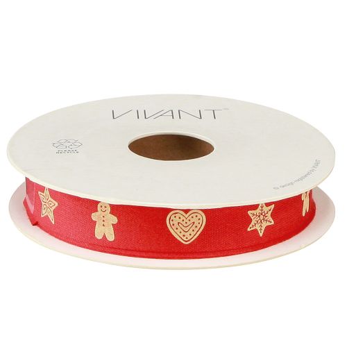 Artikel Kerstlint in rood en crème motieflint B15mm L15m