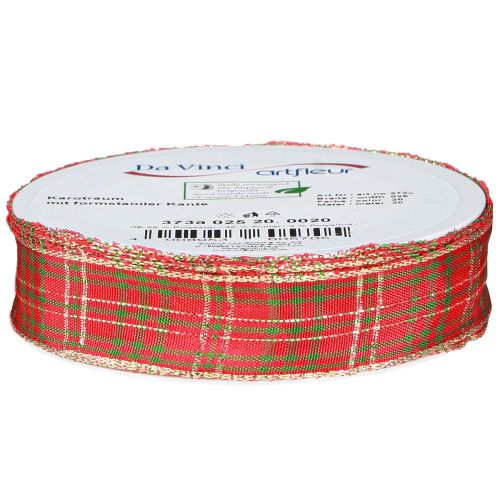 Artikel Kerstlint geruit rood groen goud geruit lint 25mm 20m