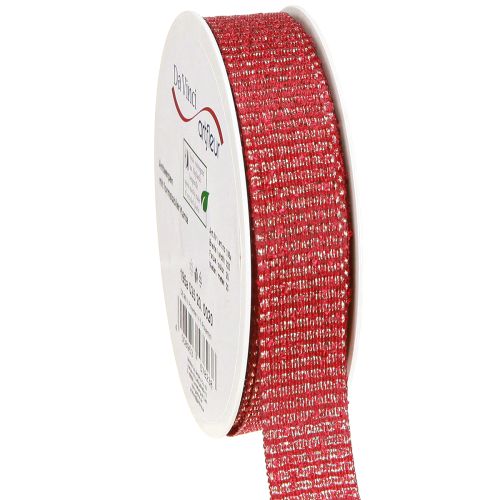 Floristik24 Kerstlint met gouden draad cadeaulint rood 25mm 20m