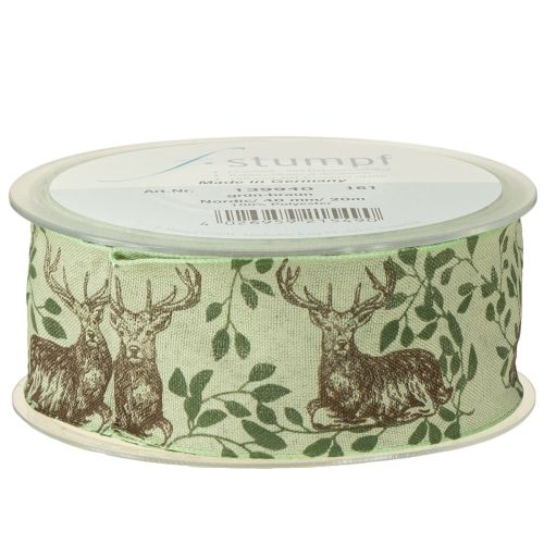Artikel Kerstlint met hertenmotief lint lichtgroen 40mm 20m