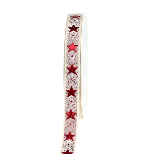 Floristik24 Kerstband sterren creme 15mm 20m