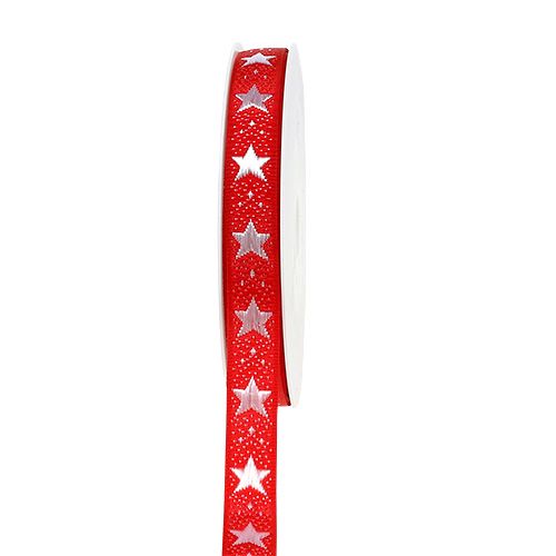 Floristik24 Kerstlint met sterren rood 15mm 20m