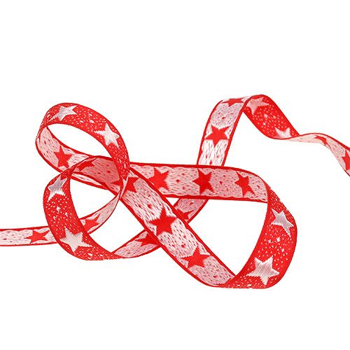 Floristik24 Kerstlint met sterren rood 15mm 20m