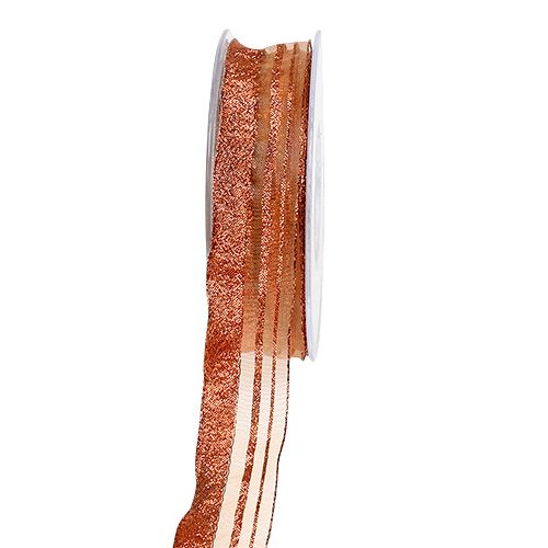 Floristik24 Kerstlint met stroken koper 25mm 20m