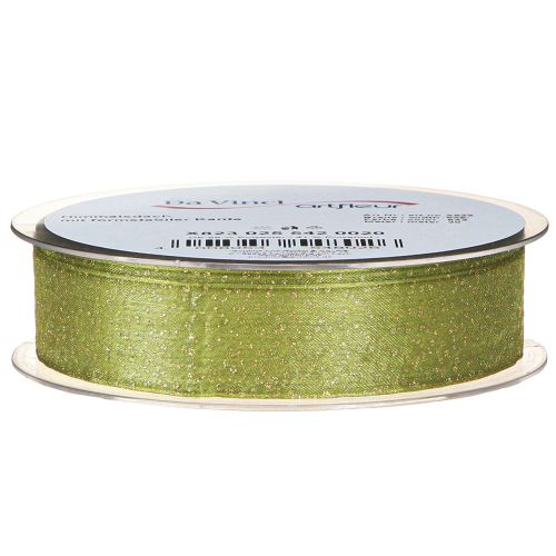 Artikel Kerstlint met gouden stippen, maatvast, groen, 25mm, 20m