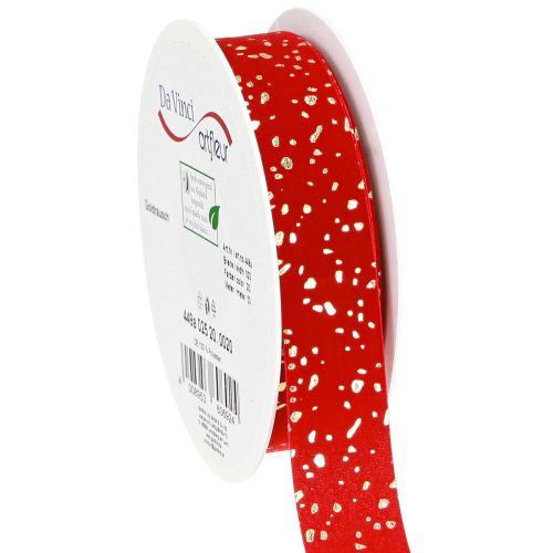 Floristik24 Kerstlint met gouden spikkels, rood, 25 mm, 20 m