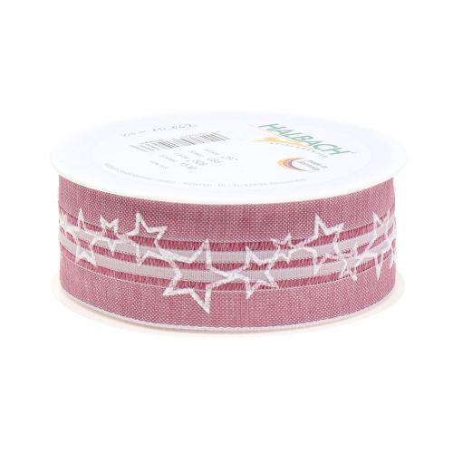 Floristik24 Kerstlint met ster oudroze 35mm 15m