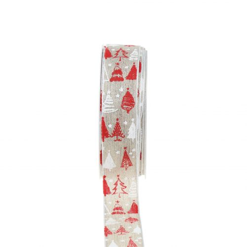 Floristik24 Kerstlint Kerstboom rood 25mm 15m