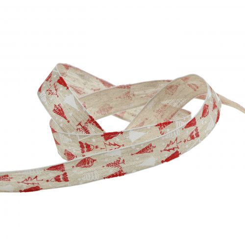 Floristik24 Kerstlint Kerstboom rood 25mm 15m