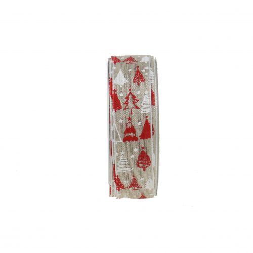 Floristik24 Kerstlint Kerstboom rood 25mm 15m