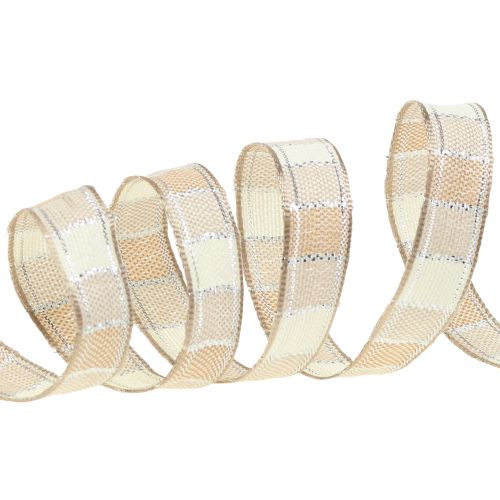 Floristik24 Kerstlint creme 15mm 15m