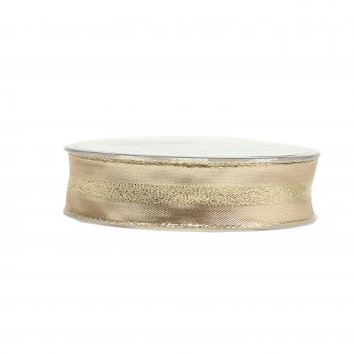 Floristik24 Kerstlint goud met draad 25mm 20m