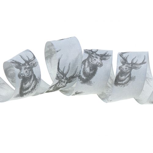 Floristik24 Kerstband grijs met herten motief 40mm 20m