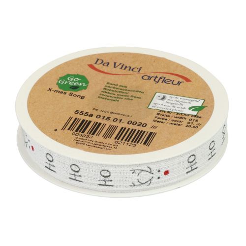 Artikel Cadeaulint Kerst Kerstlint Hohoho wit 15mm 20m