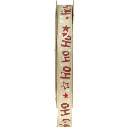 Artikel Kerstlint “Ho Ho Ho” cadeaulint beige 15mm 15m
