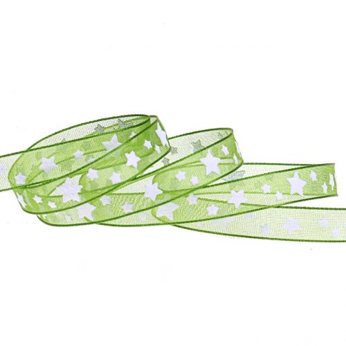 Artikel Kerstlint organza groen met ster 10mm 20m