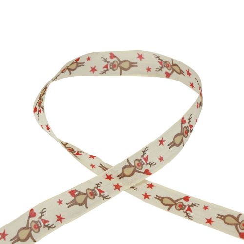 Floristik24 Kerstlint rendier crème cadeaulint Kerst 25mm 20m