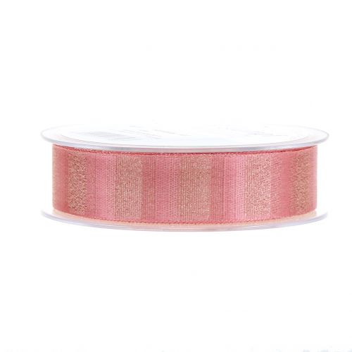 Floristik24 Kerstlint met gouden draden roze 25mm 20m