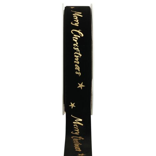 Cadeaulint Kerstlint zwart fluwelen lint 25mm 20m
