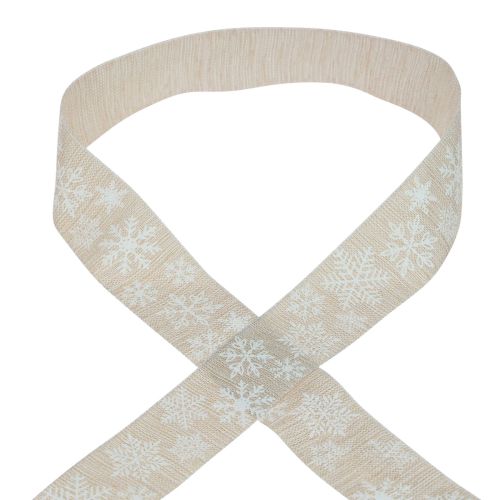 Floristik24 Kerstlint sneeuwvlok beige cadeaulint 35mm 15m
