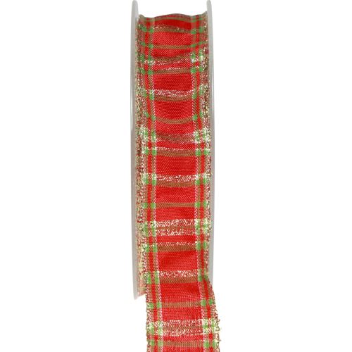 Artikel Decoratief lint Schots cadeaulint rood groen goud 25mm 20m
