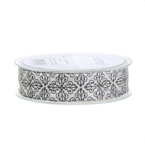 Floristik24 Kerstlint met ornamenten zilver 25mm 18m