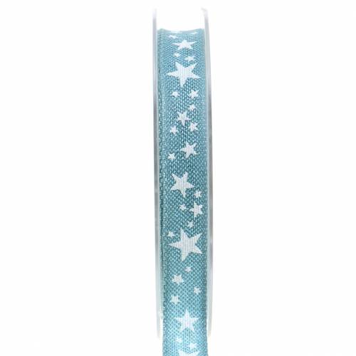 Jute lint met stermotief blauw 15mm 15m