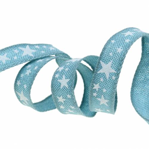 Floristik24 Jute lint met stermotief blauw 15mm 15m