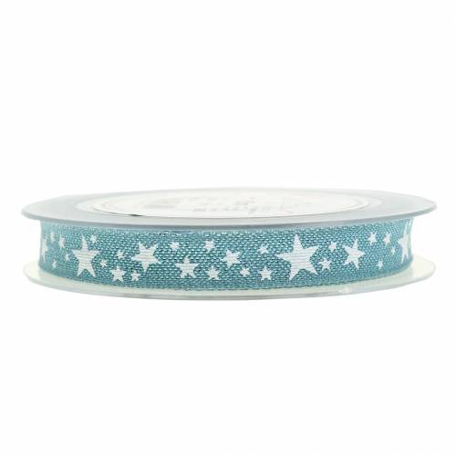 Floristik24 Jute lint met stermotief blauw 15mm 15m