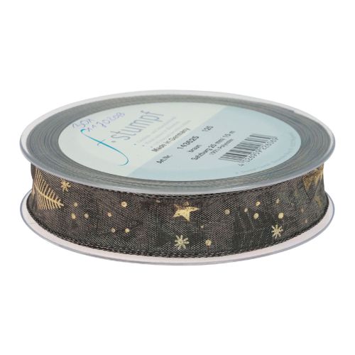 Artikel Kerstlint bruin goud cadeaulint dennenboom 25mm 15m