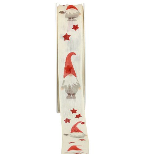 Cadeaulint Kerstlint kabouter crème 25mm 20m
