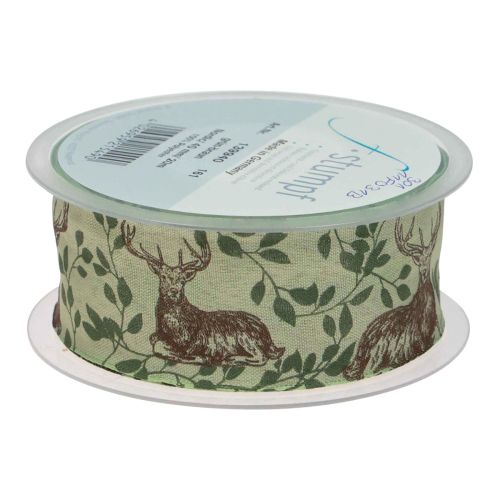 Artikel Kerstlint met hertenmotief lint lichtgroen 40mm 20m