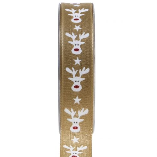 Floristik24 Kerstlint met rendier bruin 25mm 20m