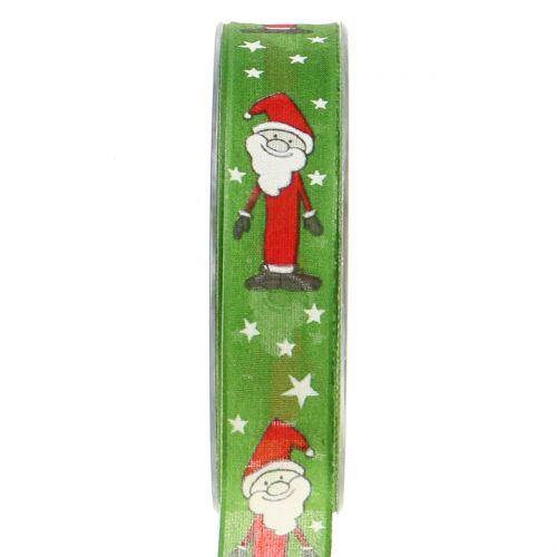 Floristik24 Kerstlint met kerstman groen 25mm 20m